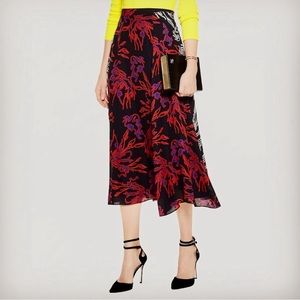 Tanya Taylor Jackson silk floral pattern full Midi skirt sz 0 XS S